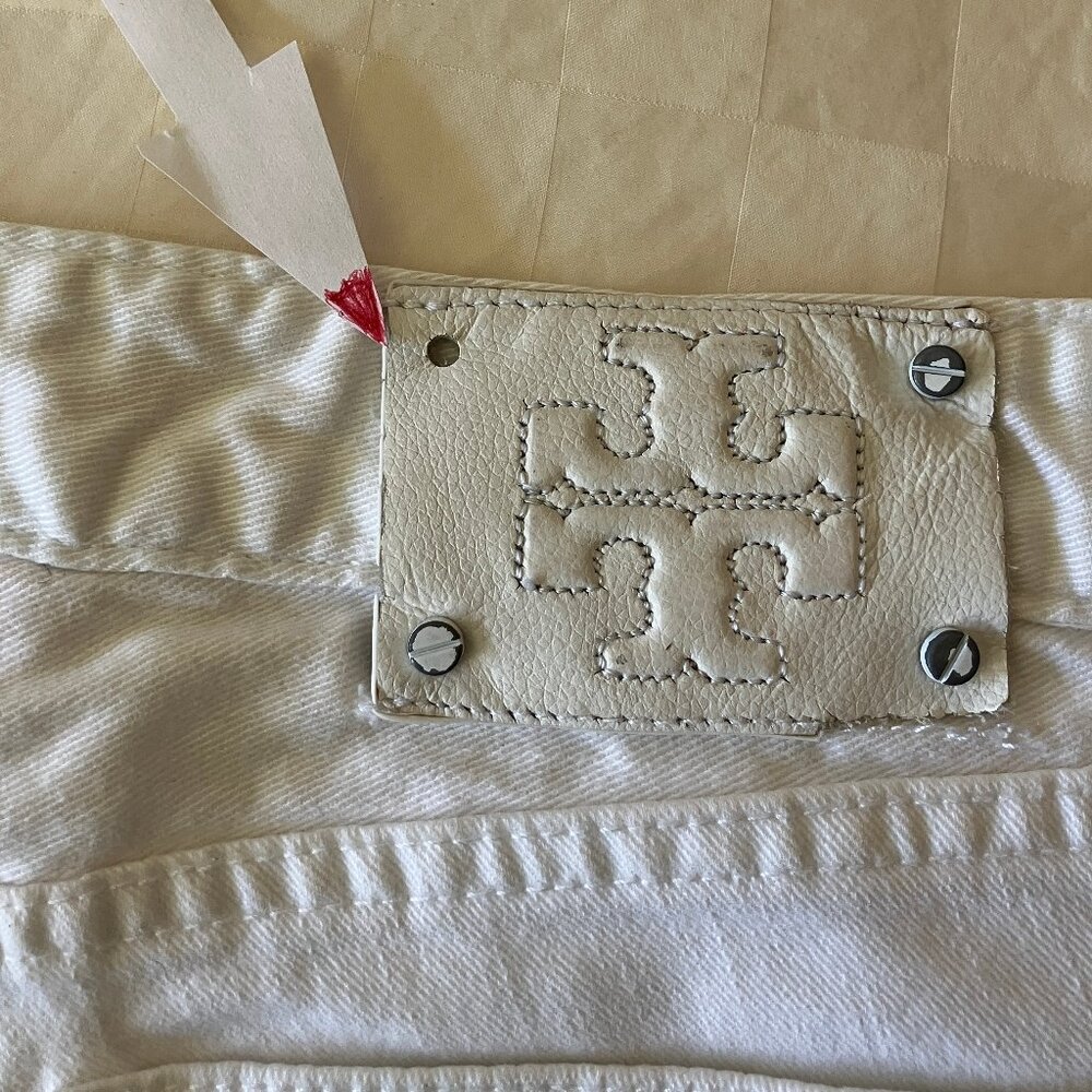 TORY BURCH  Cropped Skinny White Jeans 4 Pockets Size 28 - Picture 11 of 14